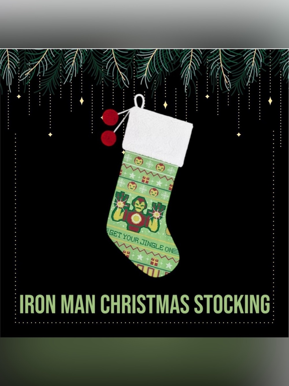 Marvel Iron Man St Nicholas Square Christmas Stocking NWT